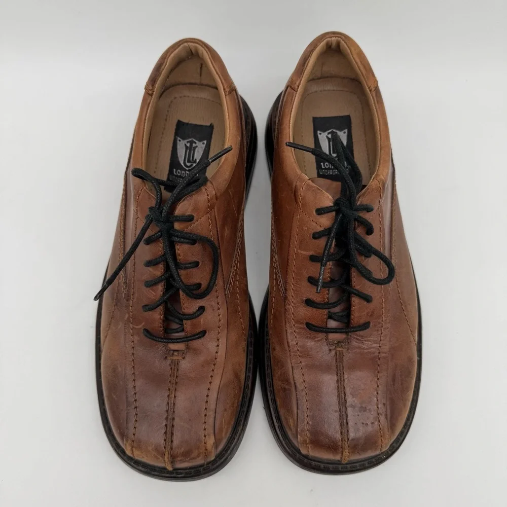 London Underground Maltese Brown Leather Lace Up Chunky Y2K Casual Shoe Size 9